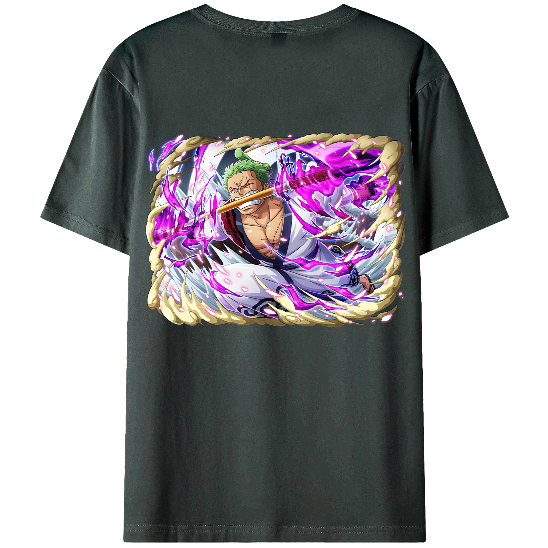 ワンピース ロロノア・ゾロ ONE PIECE Roronoa Zoro 綿100％ メンズ半袖Tシャツ（バックプリント） 通気性